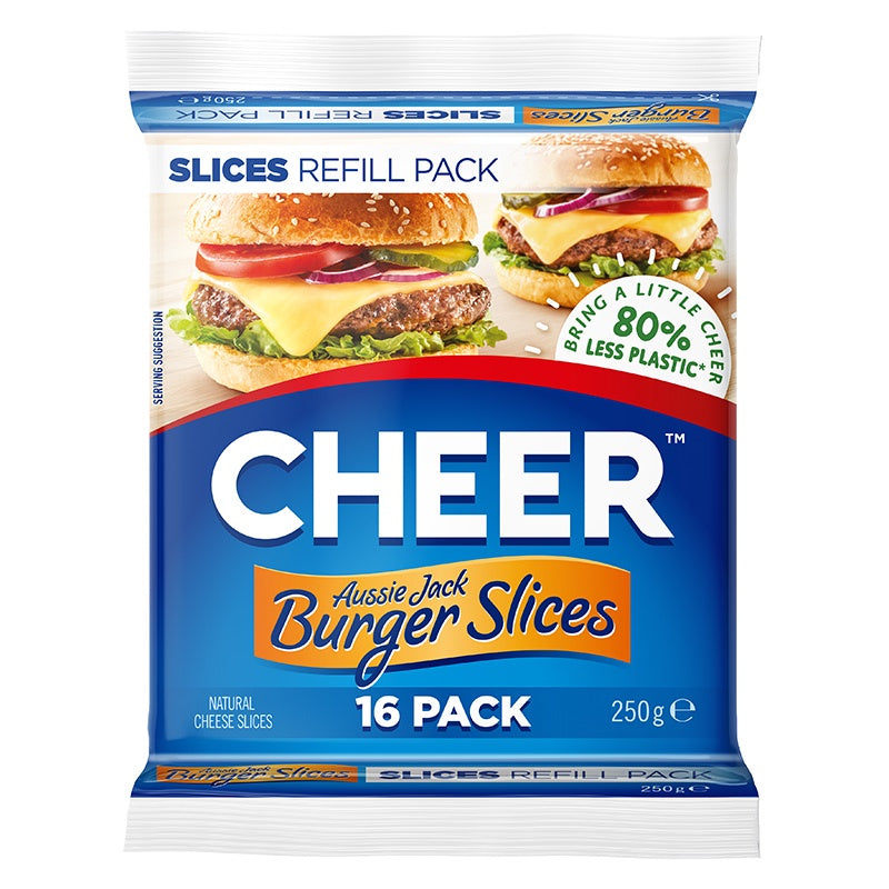 Cheer Aussie Jack Burger Refill Cheese Slices 16pk 250g