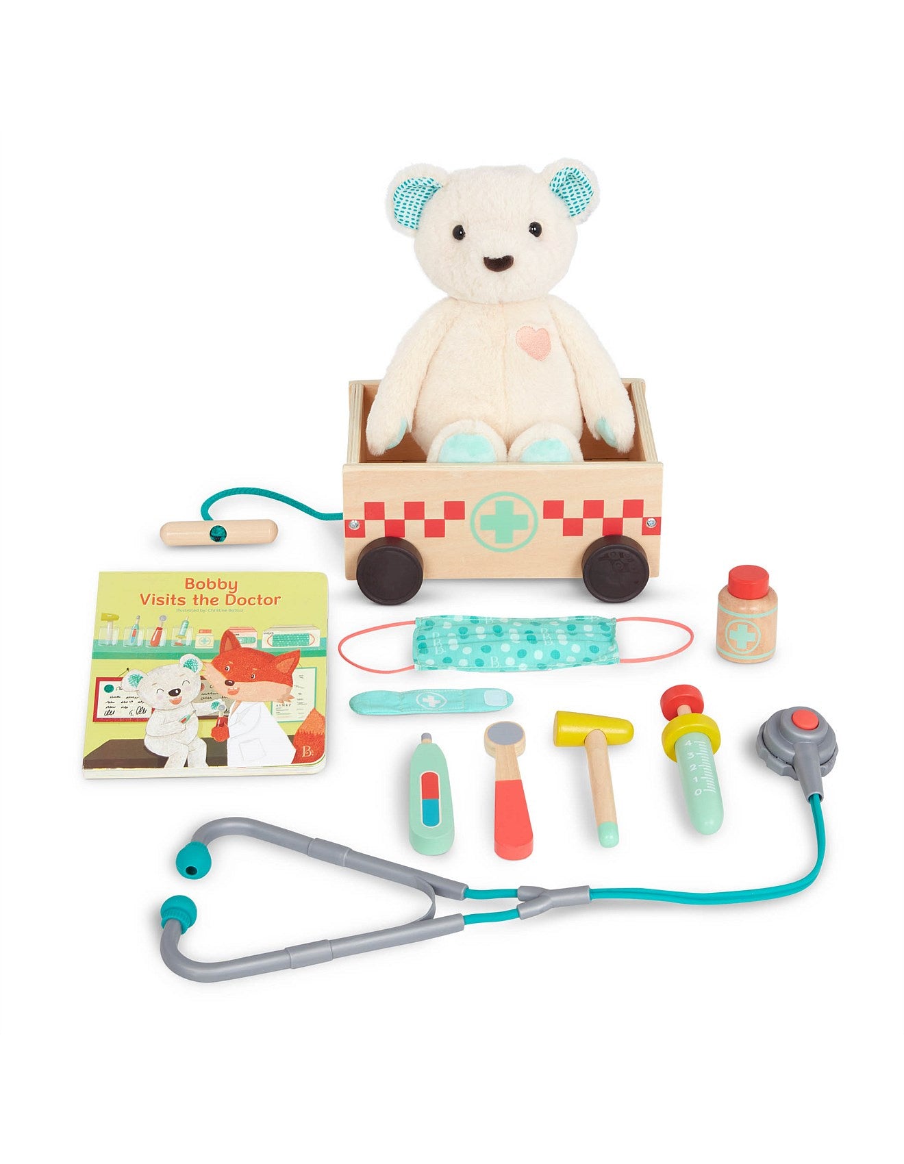 B Toys Wooden Doctor Kit with Plush Bear