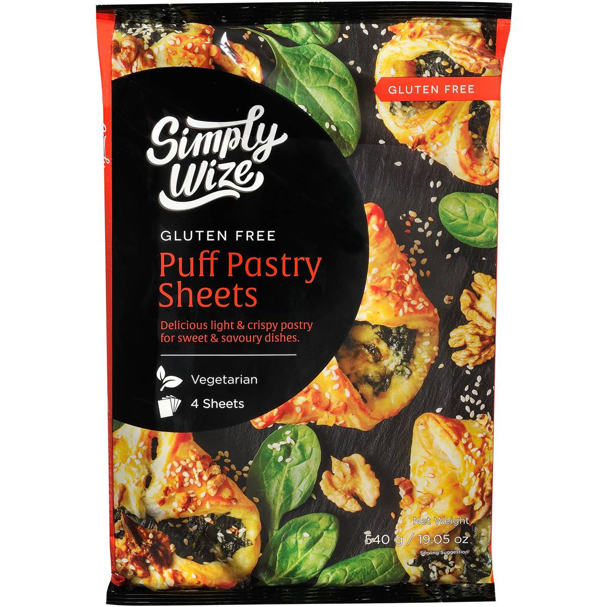 Simply Wize Gluten Free Puff Pastry  4 sheets 540g