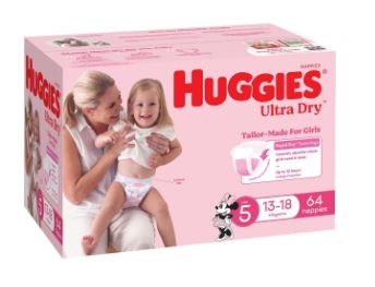 Huggies Ultra Dry Girls Nappies Size 5 13-18kg 64 Pk