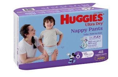 Huggies Ultra Dry Nappy Pants Boy Size 6 (15kg+) 48 Pack