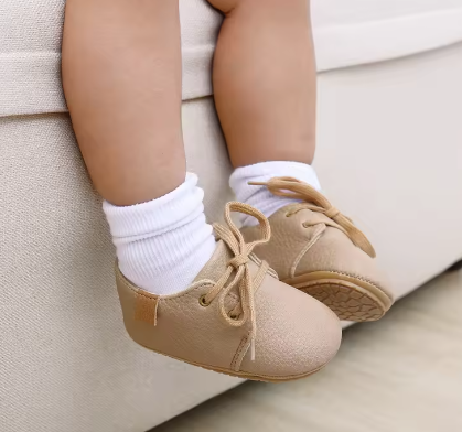Baby Shoes Faux Leather  - grey 0-6m
