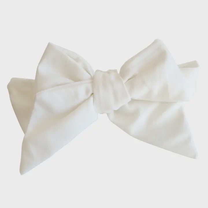 Baby Linen Bow Headband - Ivory