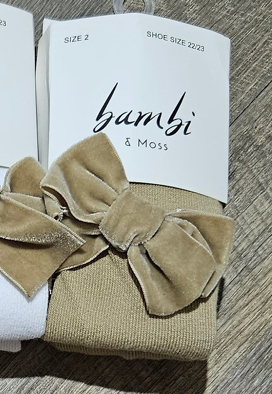 BM Camel Velvet Bow Tights 2