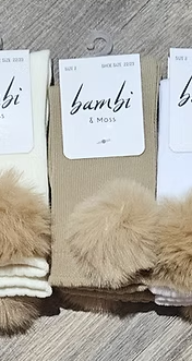 Bambi & Moss Large Pompom Socks Caramel 00