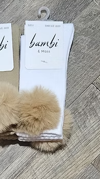 Bambi & Moss Large Pompom Socks White 0