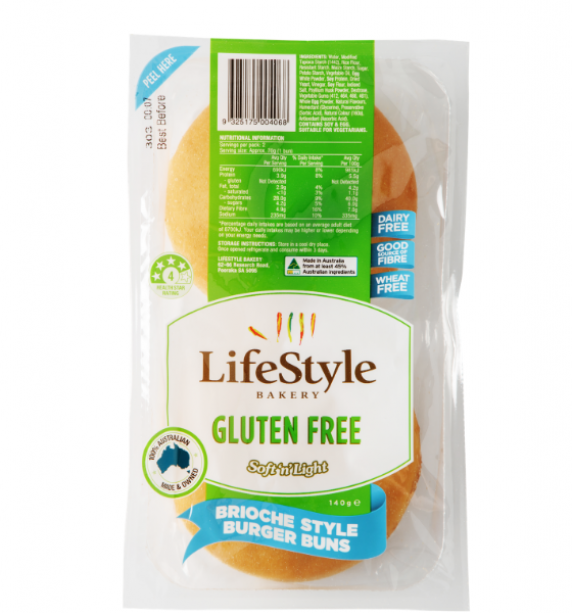 Lifestyle Bakery Brioche Bun Gluten Free 2pk 140g