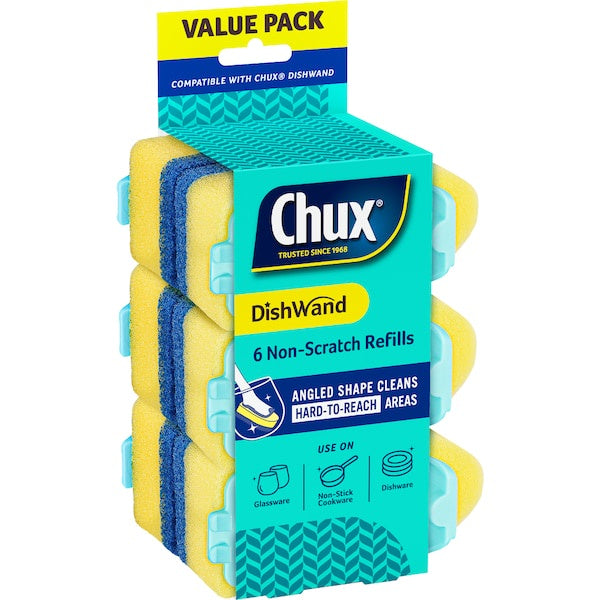 Chux Dishwand Non Scratch Refills 6ppk