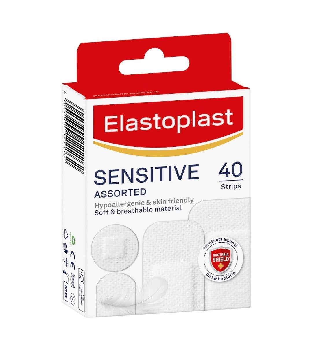 Elastoplast Sensitive Assorted White Plasters For Wound Protection 40pk