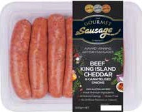 GSC Beef Sausages with King Island Cheddar & Caramelised Onions, 500g