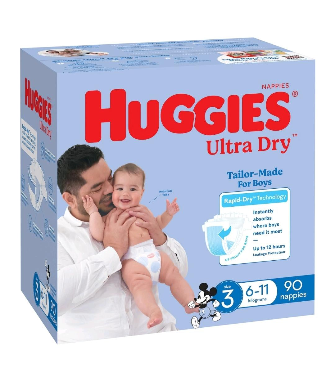 Huggies Ultra Dry Boys Nappies Size 3 6-11kg 90 Pk