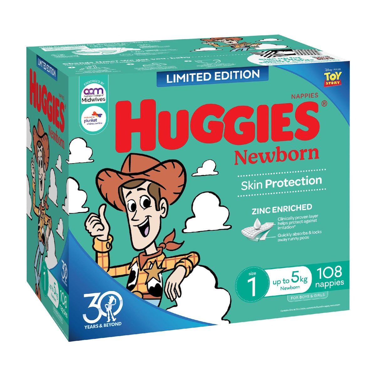 Huggies Newborn Nappies Size 1 (Up To 5kg) 108Pk