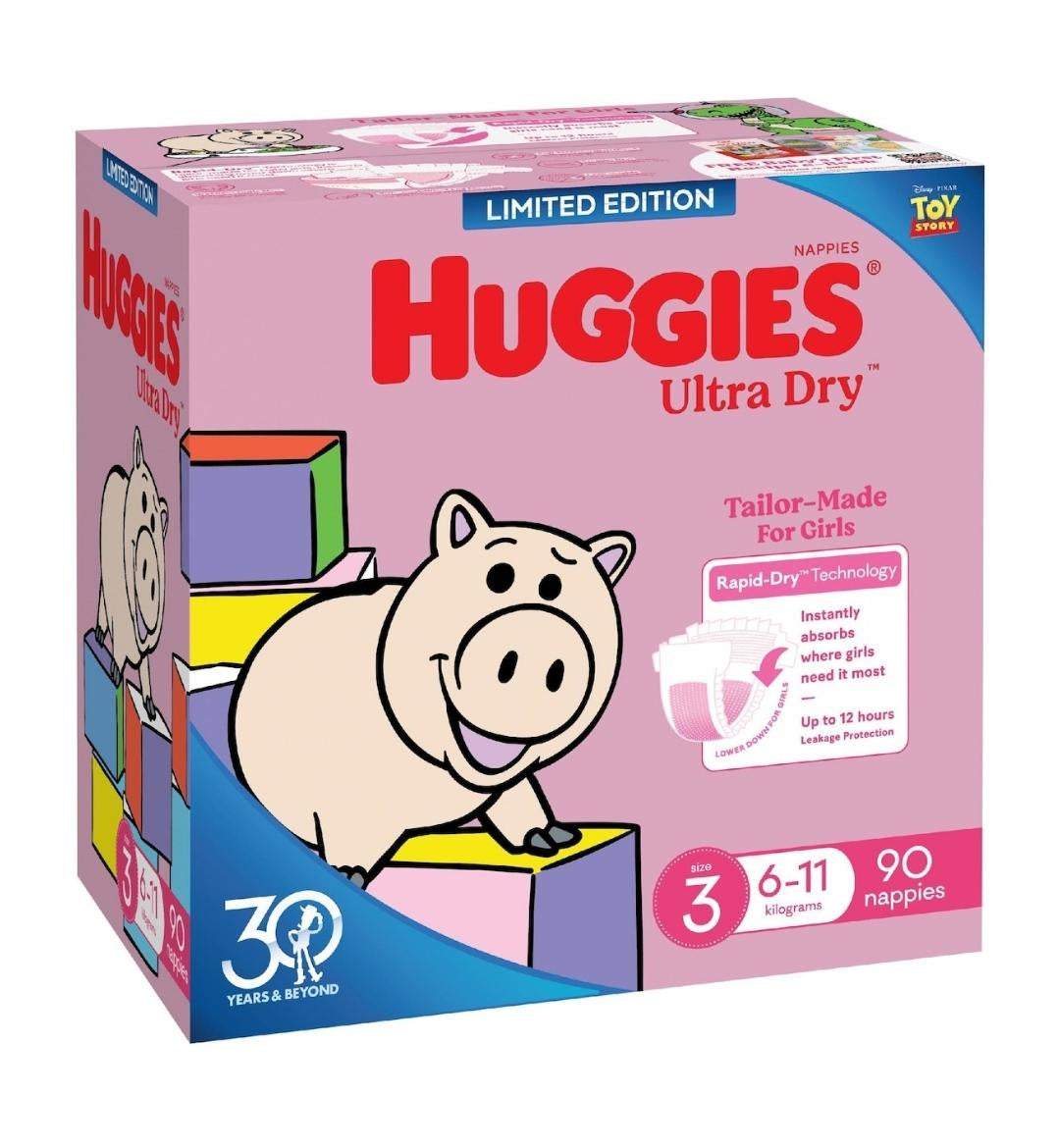 Huggies Ultra Dry Girls Nappies Size 3 6-11kg 90 Pk