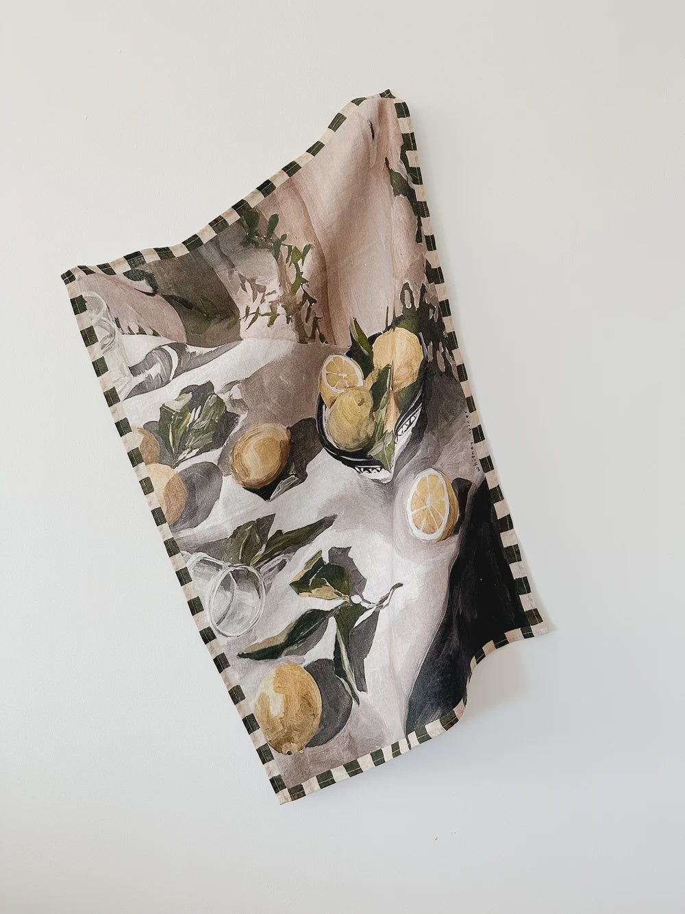 Whitney Spicer Linen Tea Towel 'Moody Lemons'