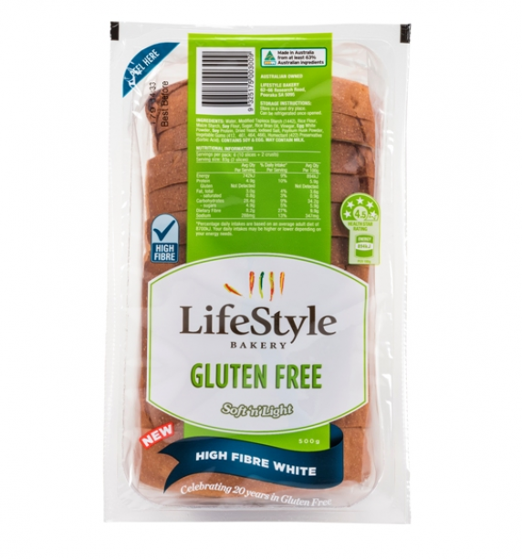 Lifestyle Bakery White High Fibre Gluten Free Loaf 500g