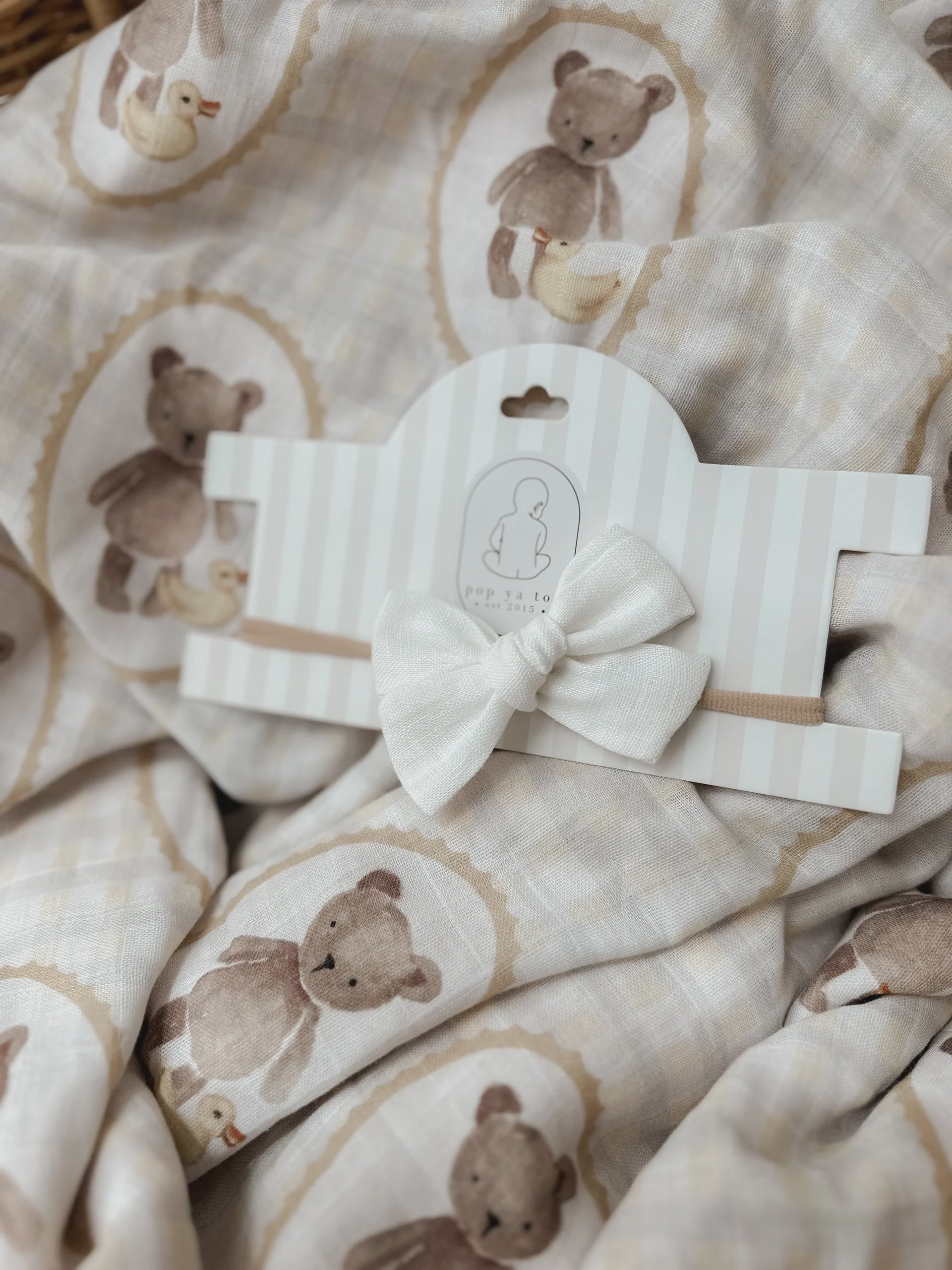 Baby Bow Headband - Milk