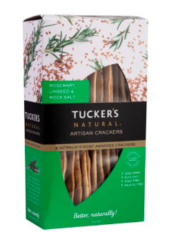 Tuckers Artisan Crackers Rosemary Linseed & Rock Salt 100g