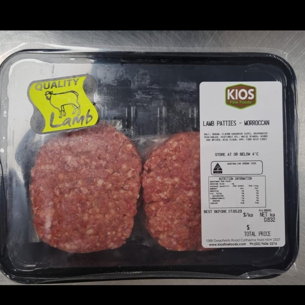 Kios Morrocan Lamb Burger Patties PREORDER P/UP 22/12