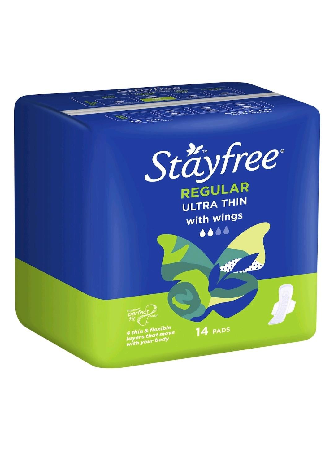 Stayfree Ultra Thin Regular Pads with wings 14pk