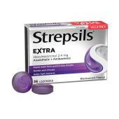Strepsils Extra Anaesthetic Sore Throat Pain Relief Lozenges Blackcurrant 36 Pk