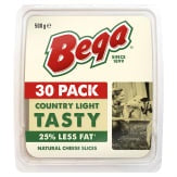 Bega Cheddar Sliced Light Tasty Cheese 500g