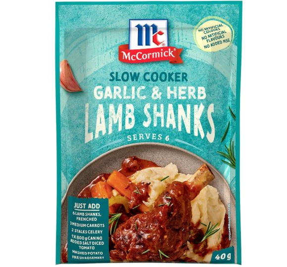McCormicks Slow Cookers Garlic Herb Lamb Shanks 40g