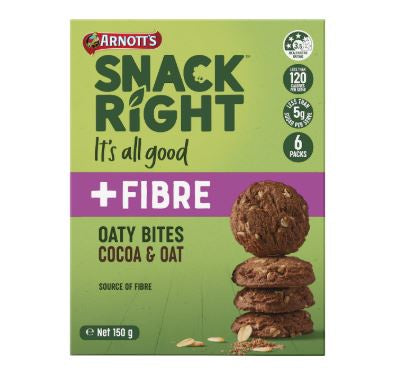 Arnott's Snack Right Cocoa Oaty Bites 6pk 150g