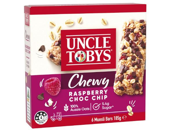 Uncle Tobys Muesli Bars Raspberry Choc Chip 6Pk 185g