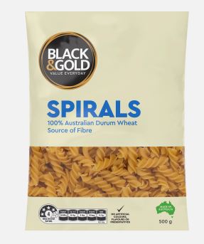 Black & Gold Spirals #17 Pasta 500g