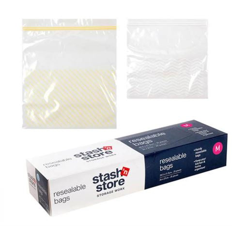 Stash N Store Resealable Bags Med 50pk