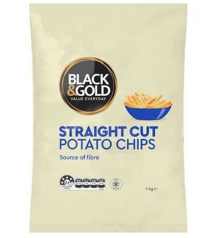 Black & Gold Straight Cut Potato Chips 1kg