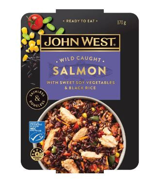 John West Wild Caught Salmon Bowl Sweet Soy Vegetable Black Rice 170g