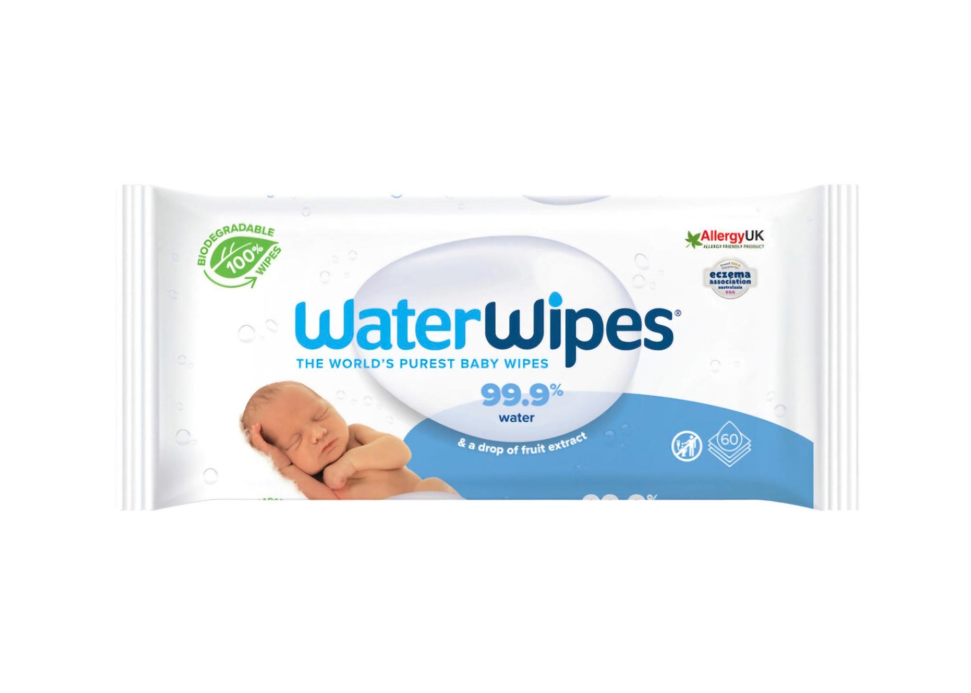 WaterWipes Fragrance Free Sensitive Skin Baby Wipes 60 Pack