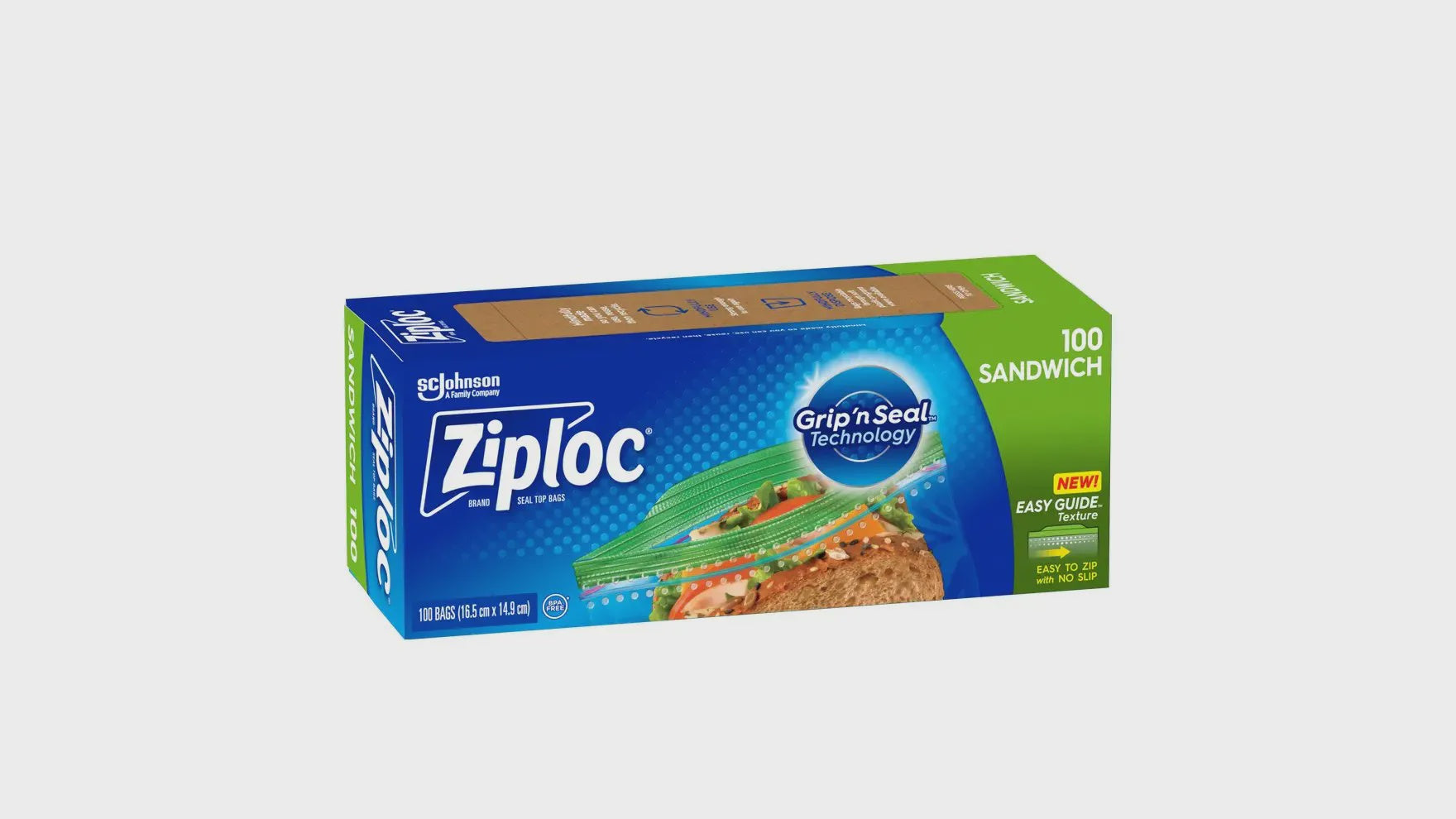 Ziploc Sandwich Bag Resealable 100pk