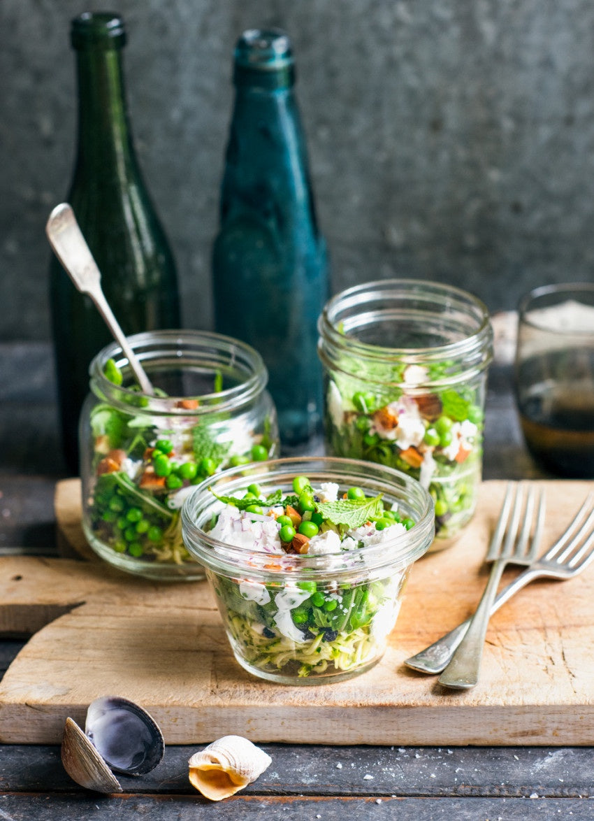 Zucchini, Pea & Fetta Salad with Lemon Mayo