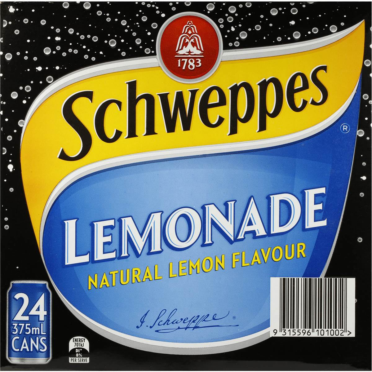 Schweppes Lemonade Cans 375ml x 24pk