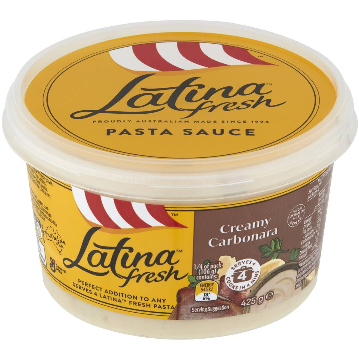 Latina Fresh Creamy Carbonara Pasta Sauce 425g