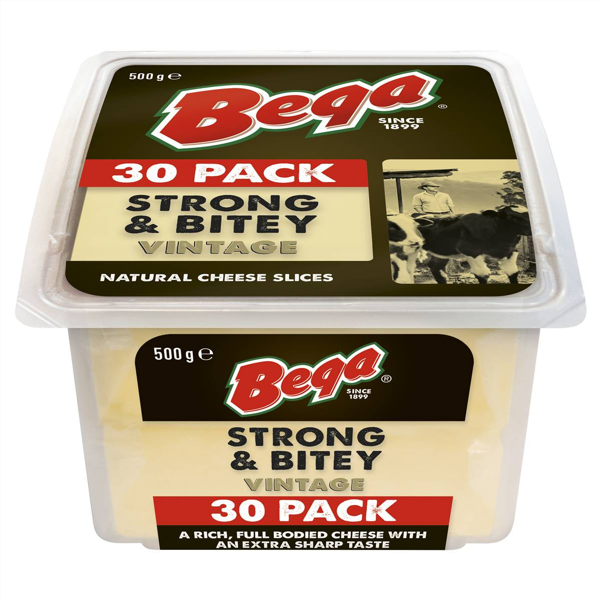 Bega Strong & Bitey Vintage Cheese Slices 30 Pack 500g