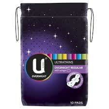 U By Kotex Ultra Thin Overnight Regular 10pk