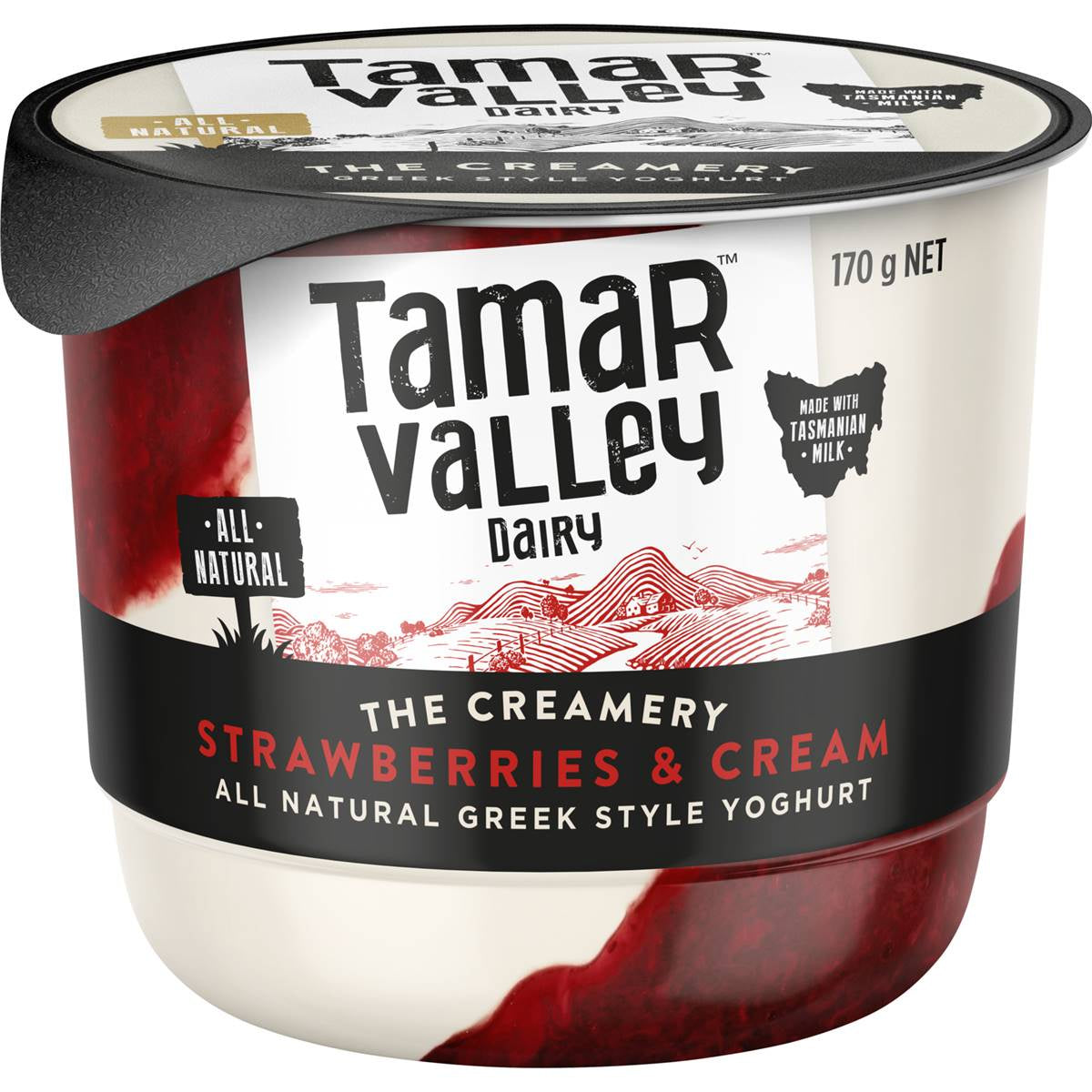 Tamar Valley Dairy Greek Style Yoghurt Strawberry & Cream 170g