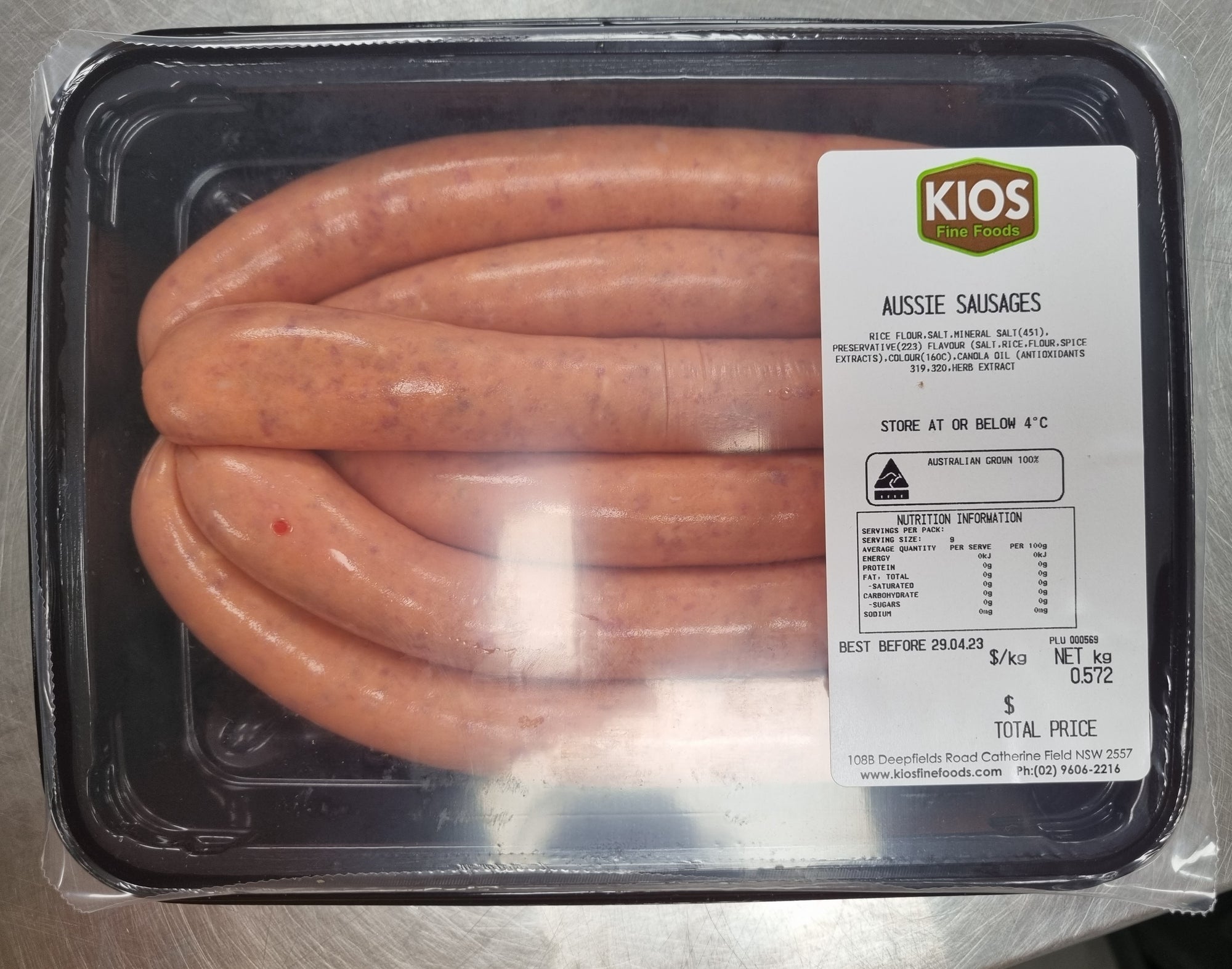 Kios Aussie Beef Sausages 500gm