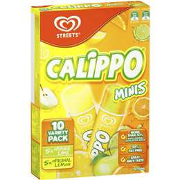 Calippo Mini Water Ice Lemon Orange & Lime 10 Pack