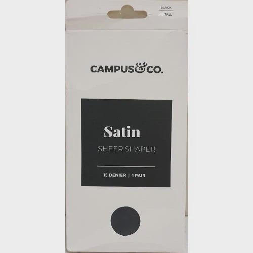 Campus & Co Satin Sheer Shaper 1pr Black Tall