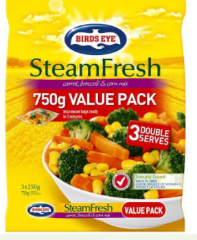 Birds Eye Steam Fresh Carrot/Broccoli/Corn 750g