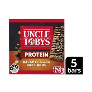 Uncle Tobys Protein Caramel Flavour Dark Choc Muesli Bars 5 Pack 175g