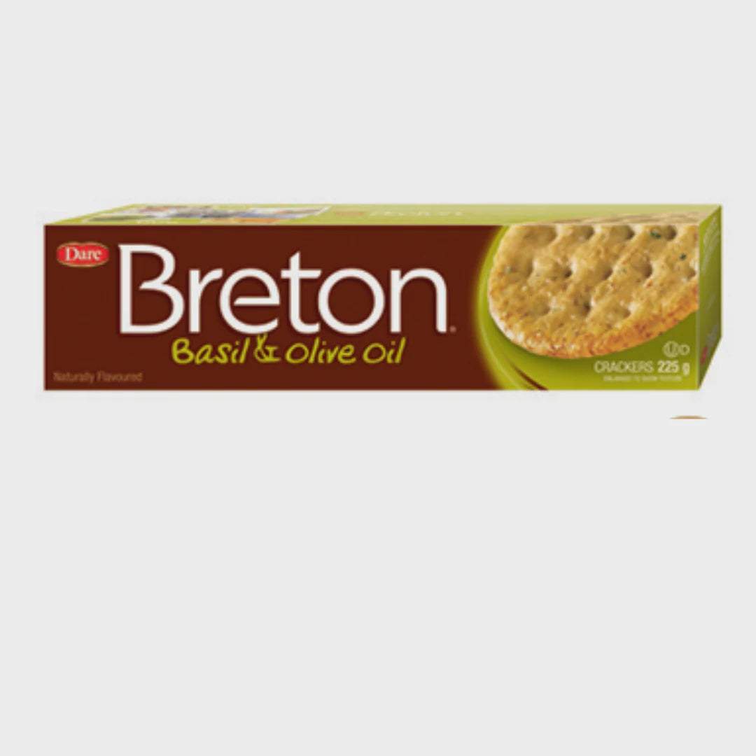 Breton Basil & Olive Oil Gourmet Crackers 225g - EOL