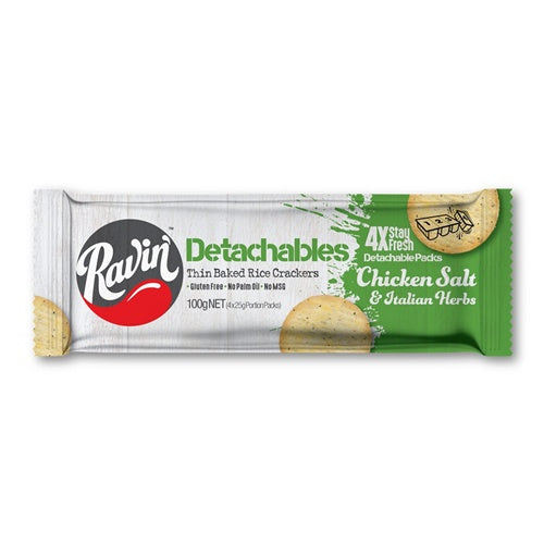 Ravin' Detachable Rice Crackers Chicken Salt & Italian Herb 100g