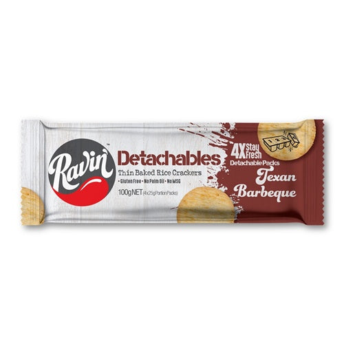 Ravin' Detachables Texan Barbeque Rice Crackers 100g