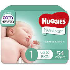 Huggies Newborn Size 1 up to 5kg Nappies 54 pack