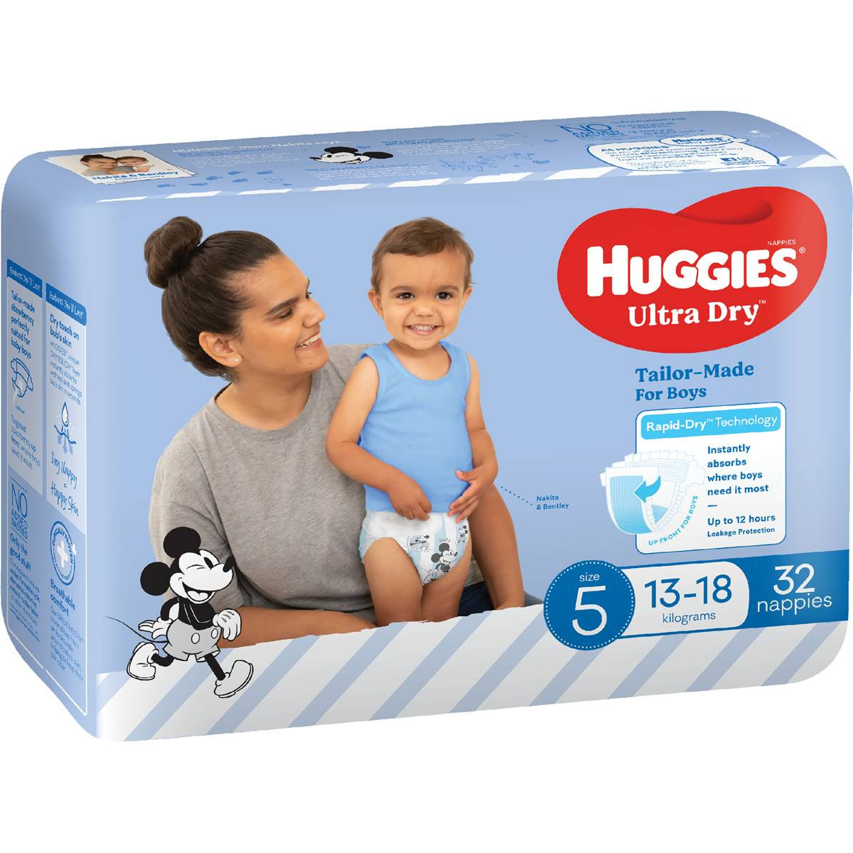 Huggies Ultra Dry Boys Nappies Size 5 13-18kg 32pk - EOL